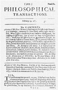 A page from Isaac Newton's first publication.